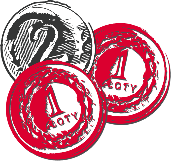 grafika przedstawiająca monety jedno i dwuzłotowe