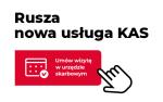 Grafika z napisem: Rusza nowa usługa KAS, umów wizytę w urzędzie skarbowym