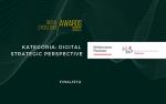 Grafika z napisami Digital Excellence Awards 2022. Kategoria: digital strategic perspective. Logo Ministerstwa Finansów i Krajowej Administracji Skarbowej.