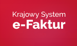 na czerwonym tle napis: Krajowy System e-Faktur