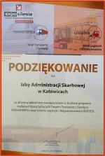 Podziękowanie Izbie Administracji Skarbowej w Katowicach za udział w Targach  Logistyki, Magazynowania i Transportu LOGITEX 2018.