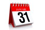 Biało czerwony kalendarz z datą 31 January